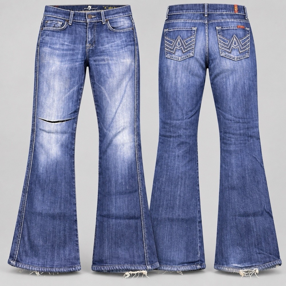 7 For All Mankind Bootcut 30/30 Dark Wash Jeans VTG  "A pocket" low rise